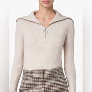 Akris Punto Beige Ribbed Zip-Neck Sweater